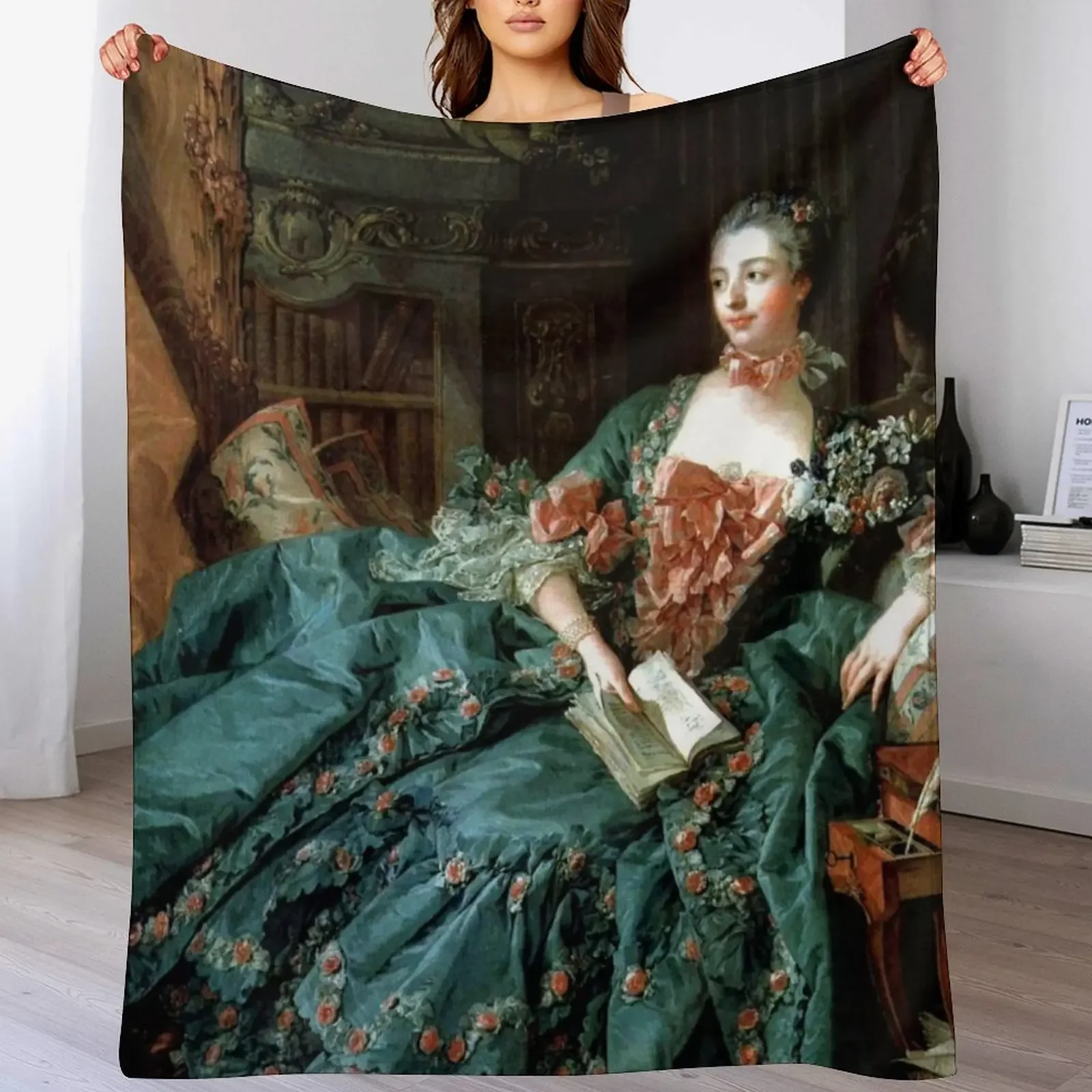 

Madame de Pompadour, by Boucher, Francois Throw Blanket Loose Bed For Decorative Sofa Blankets Sofas Of Decoration Blankets