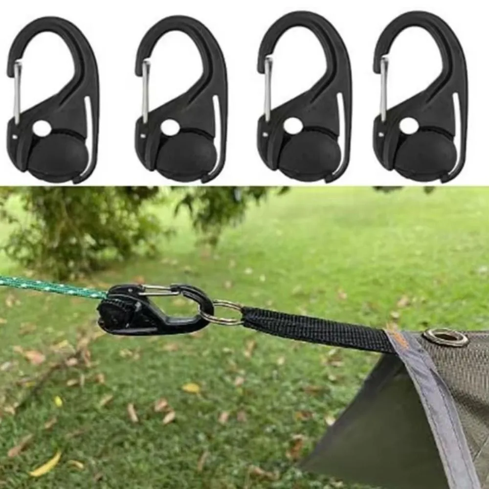 5pcs Nylon Without Knotting Rope Tightener Black 65*34mm Self-Locking Binding Fixed Outdoor Tools Wind Rope Adjustment Buckle