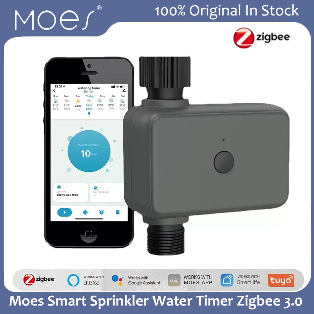 Moes Tuya Smart Irrigation Valve Sprinkler Water Timer Zigbee 3.0 Timer Schedule APP Remote Control Voice Control Smart Life APP