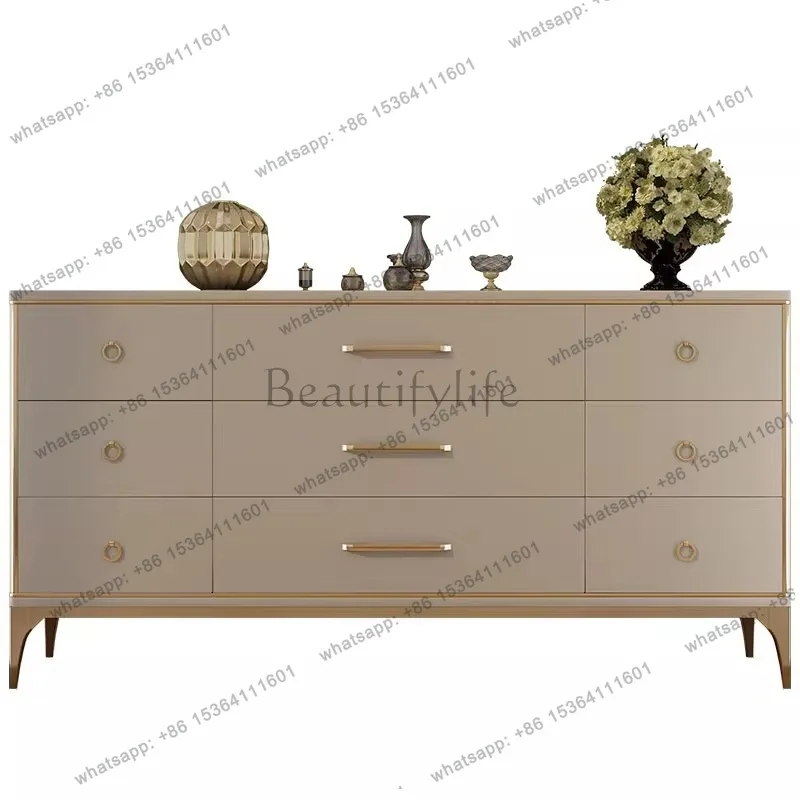 

American light luxury nine-chest cabinet simple modern living room solid wood dining side cabinet