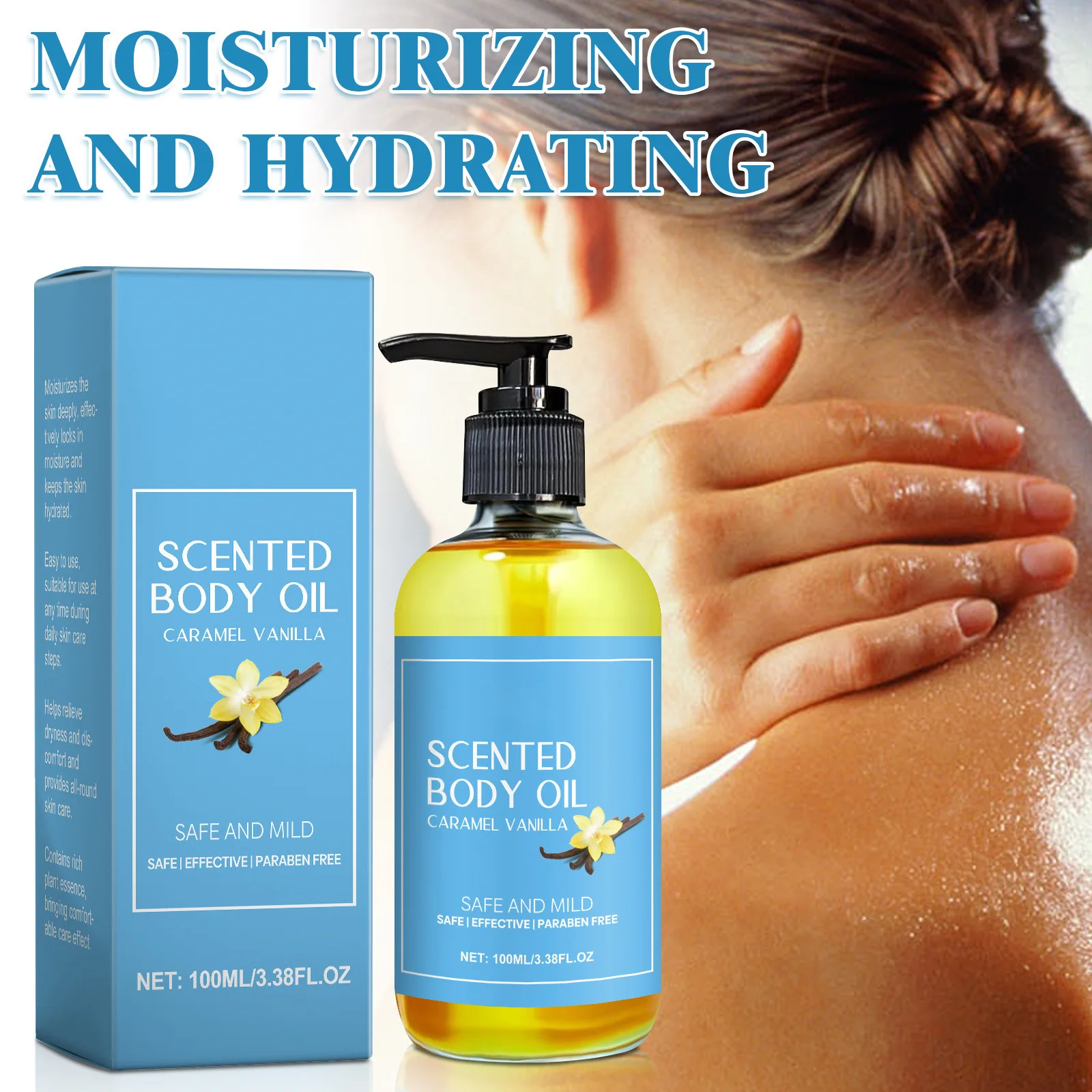 Caramel Vanilla Body Oil Moisturizing Nourishing Skin Body Massage Oil Long-lasting Charming Scent