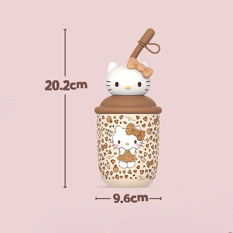 Sanrio Hello Kitty Insulated Straw Cup Cute Cartoon Milk Tea Coffee Cup Tumbler with Dust‑proof Lid Leak‑proof Drinking Mug