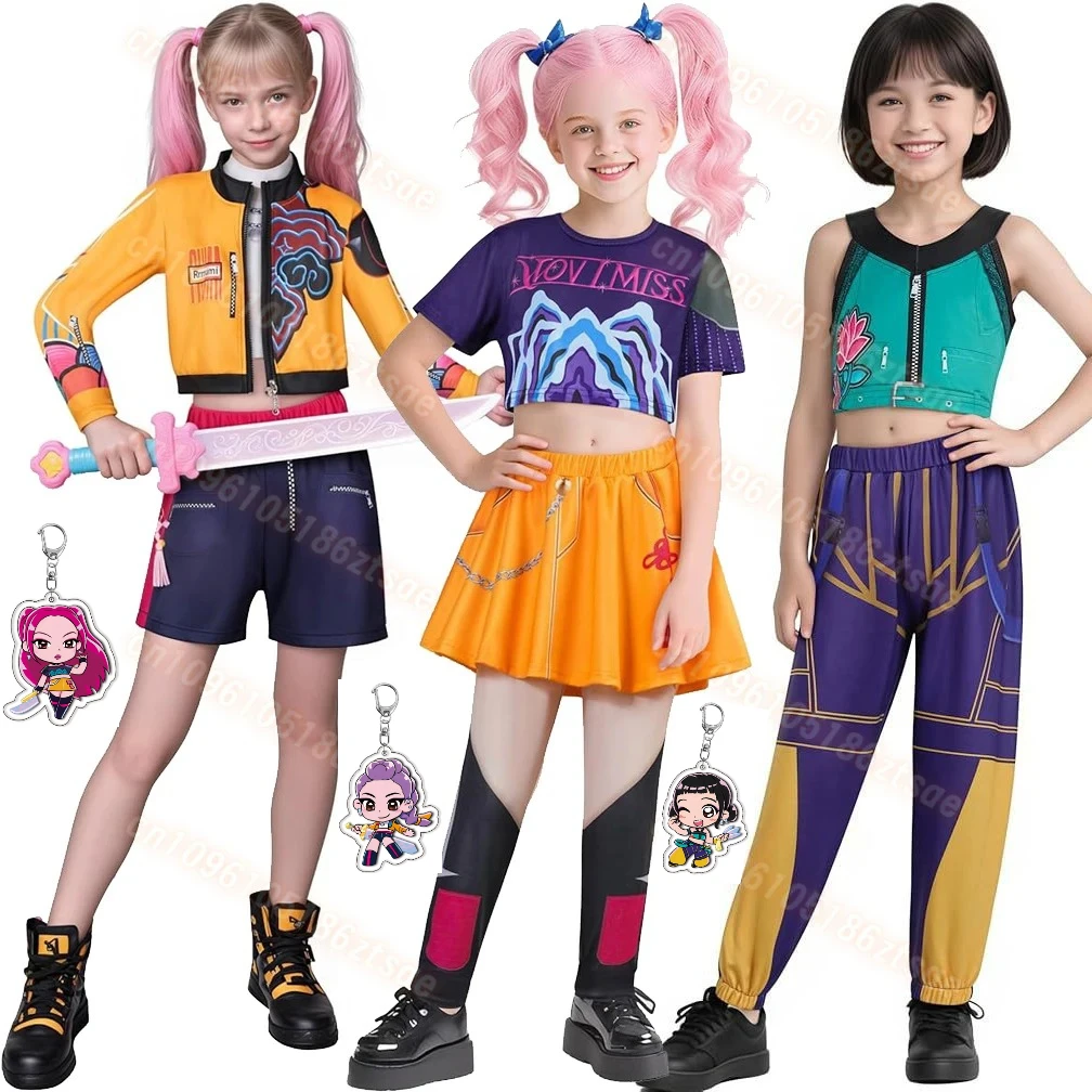 

M‌‌‌INISO Anime Kpop Demon Hunters Cosplay Costume Set Rumi Zoey Mira Outfit for Girls Halloween Performance Party Dress up