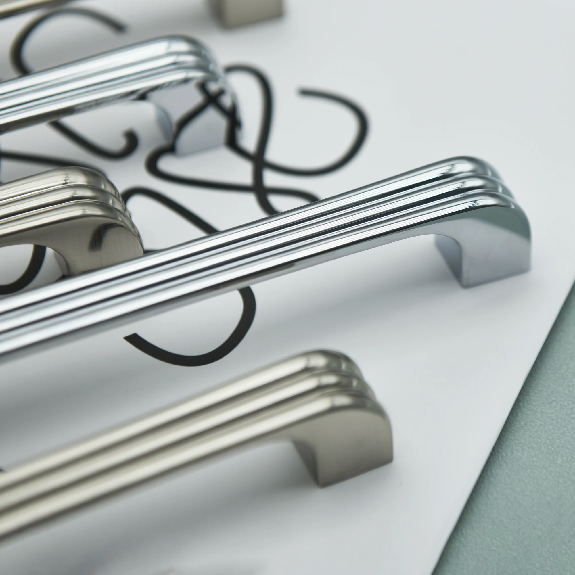 Nickel Steel Kitchen Cabinet Handles Modern Bedroom Wardrobe Pulls Bookcase Cupboard Door Handle Zinc Alloy Furniture Hardware
