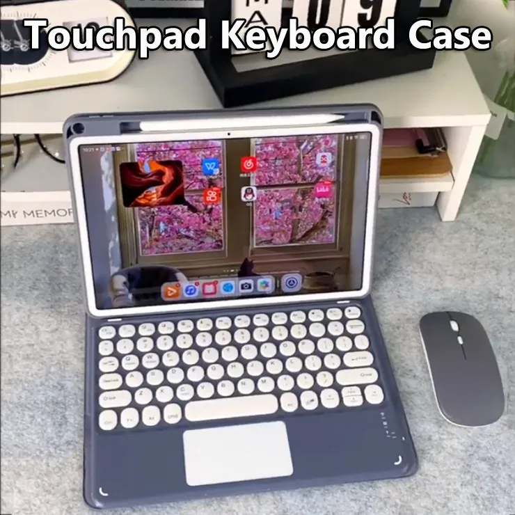 

Keybaord and Mouse for IPad 2024 Air 11Inch 10th Air5 4 3 2 1 9.7 6th 5th 10.9 Pro 11 10.2 9th 8 7 Flip Stand Case with Pen Slot