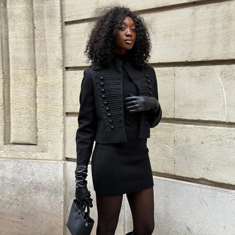 Fashion Women's Jacket O-neck Full Sleeve Single Breasted Female