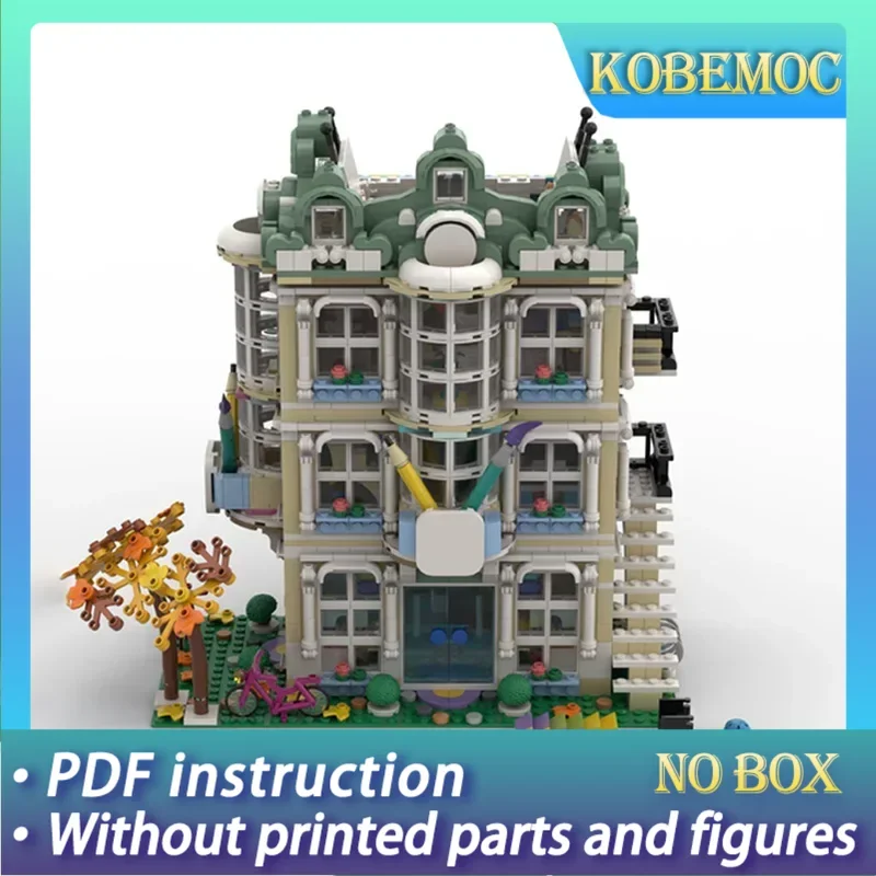

Модель City Street View Moc Building Bricks Art School Corner Технология модульных блоков Подарки Рождественские игрушки Наборы «сделай сам» Сборка