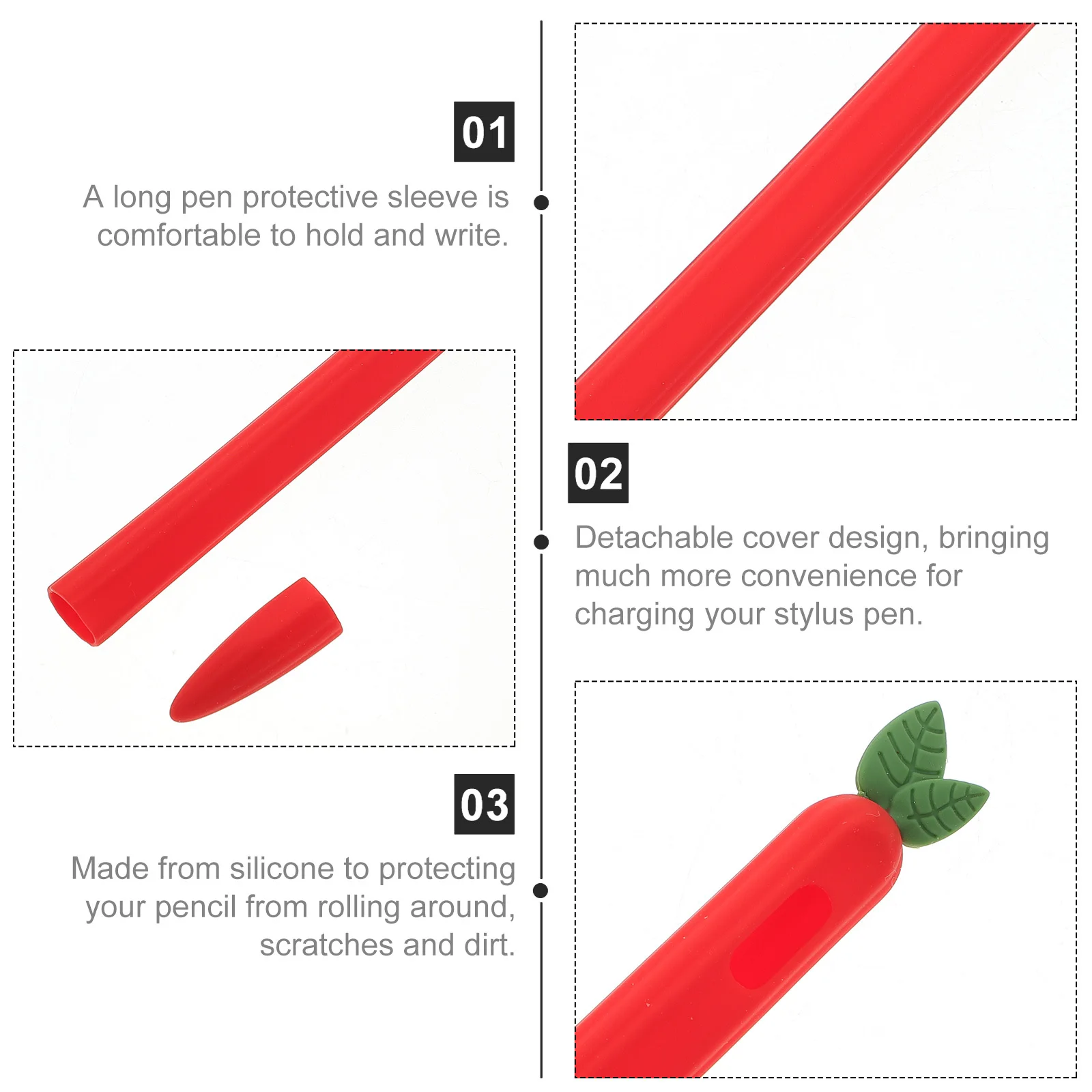 

Premium Silicone Stylus 2 Sleeve Protection Cover Anti-Roll Grip Enhanced Comfort for Writing Drawing on Tablet Smooth Portable