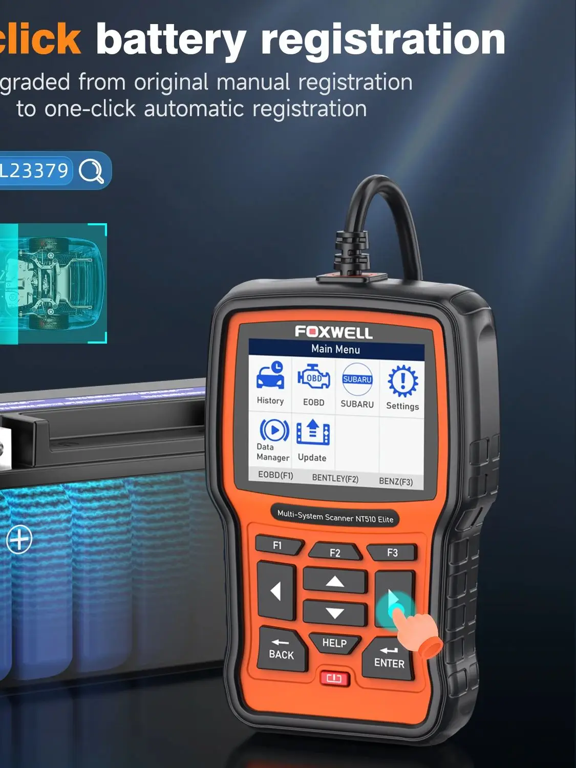 FOXWELL NT510 Elite OBD2-scanner Alle systemen Autodiagnostisch hulpmiddel Bidirectionele codelezer Resetdiensten Eén gratis automerk - afbeelding 2