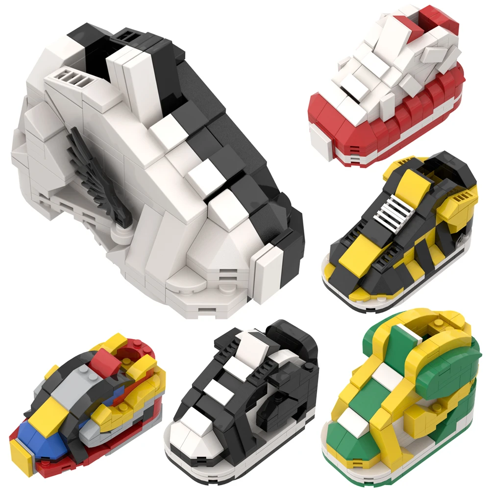 Creative trendy building block sneaker set, colorful shoe designs, desktop collectible ornaments, DIY puzzle toys for teenagers