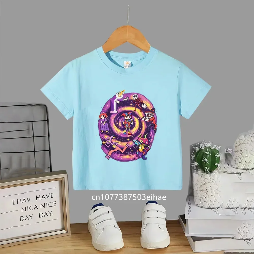 The Amazing Digitals Circus Printed Kids T Shirt, Comfortable Cotton Short Sleeve Tees, Boys Girls Casual Summer Anime Clothing
