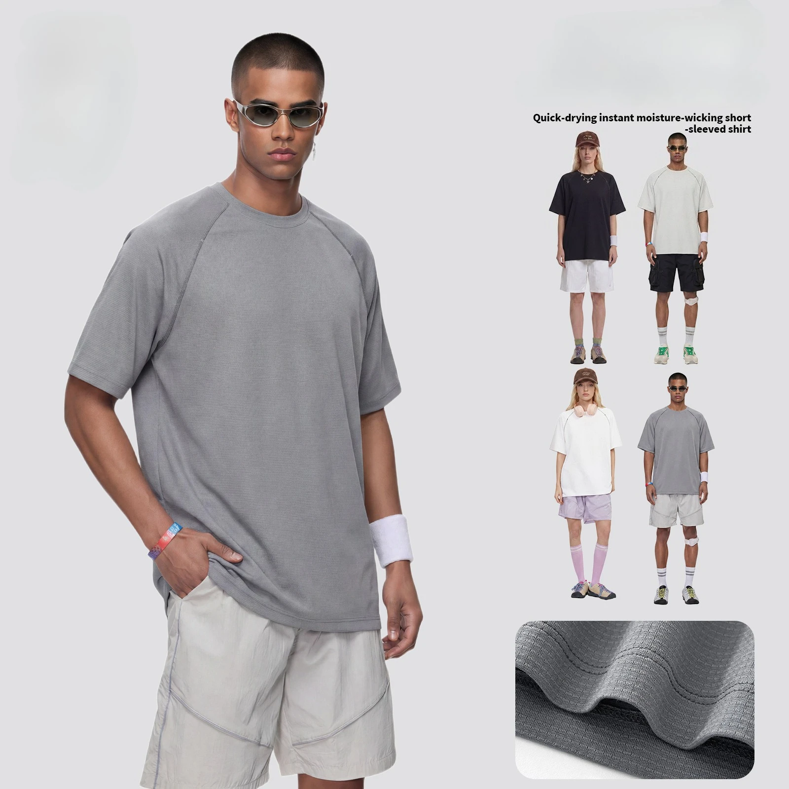 Yao Fashion Tops Technology Instantaneous Moisture Conduction Sports Tees Short-sleeved Modal Drape Stretch T-shirt for Men