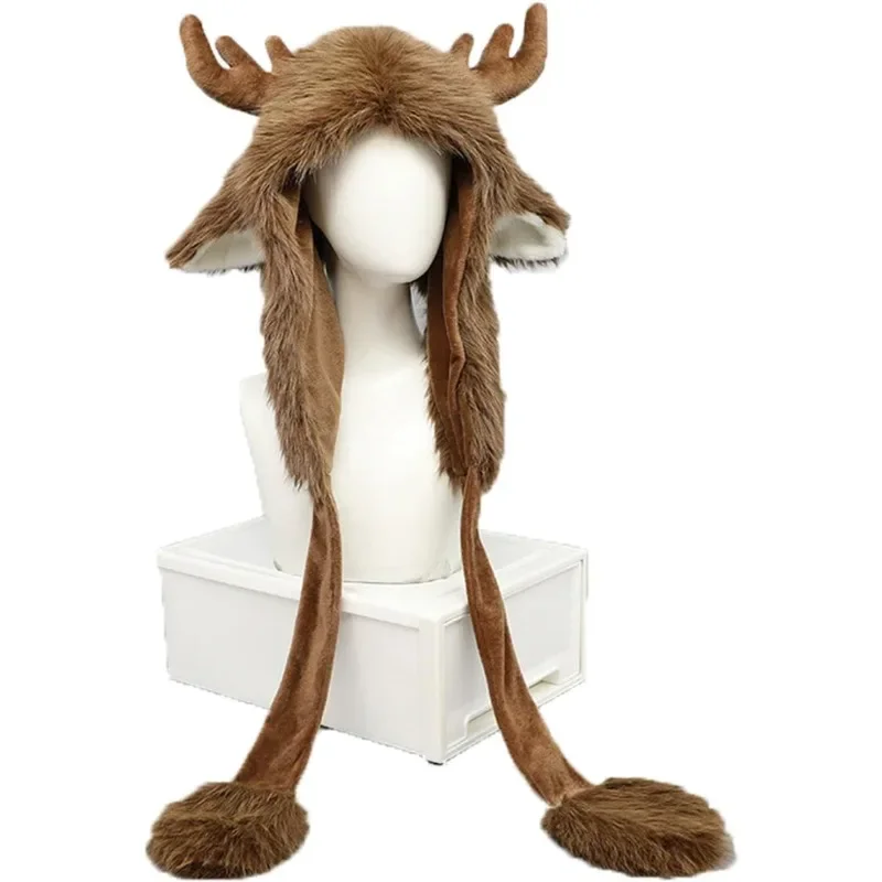 منفذها قبعة عيد الميلاد أفخم الأيائل البلوز قبعة الخريف/الشتاء رشاقته الدافئة يندبروف لطيف سدادات حماية الأذن فو الفراء اصطف لينة مرنة