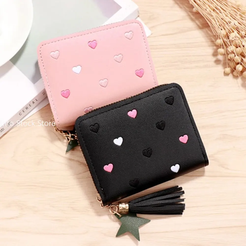 

Women Small Wallet Ladies Mini Tassel Wallet Cute Girl Short Zipper Lovely Pu Leather Coin Purse Female Hand Wallet Purse 1PC