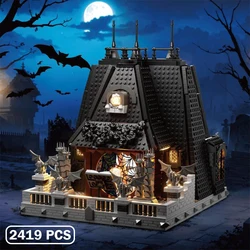 MOC Halloween Wednesday Addams House City Street View Building Blocks Construction Bricks Toys for Kids Adults Christmas Gifts