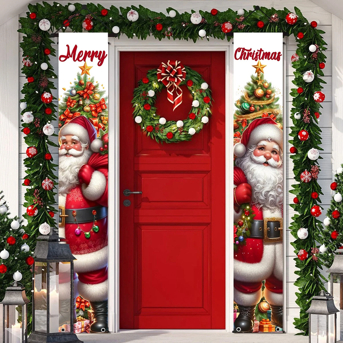 Christmas Door Couplets Christmas Decorations for Home 2024 Xmas Hanging Door Banner Ornaments Navidad Natal New Year Gifts 2025