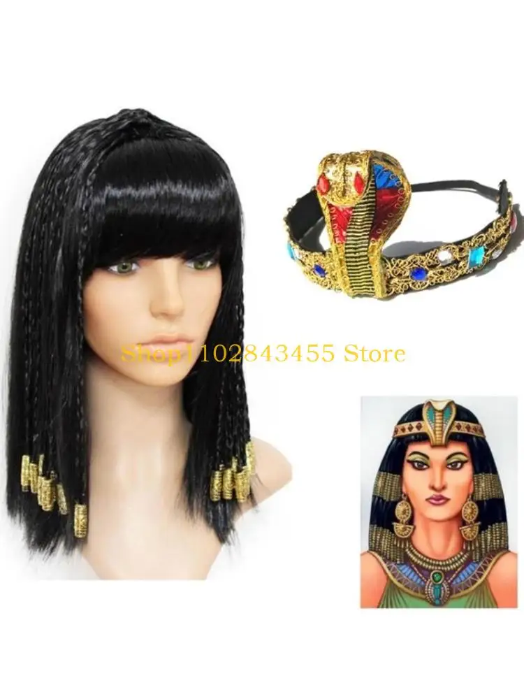 

49MC Cleopatra Egyptian Snake Headband Woman Taking Photo Cosplay Headband
