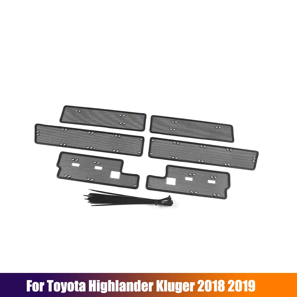 For Toyota Highlander Kluger 2017-2019 Stainless Car Front Grille Insert Net Insect Screening Mesh Cover Trim Car Accessories