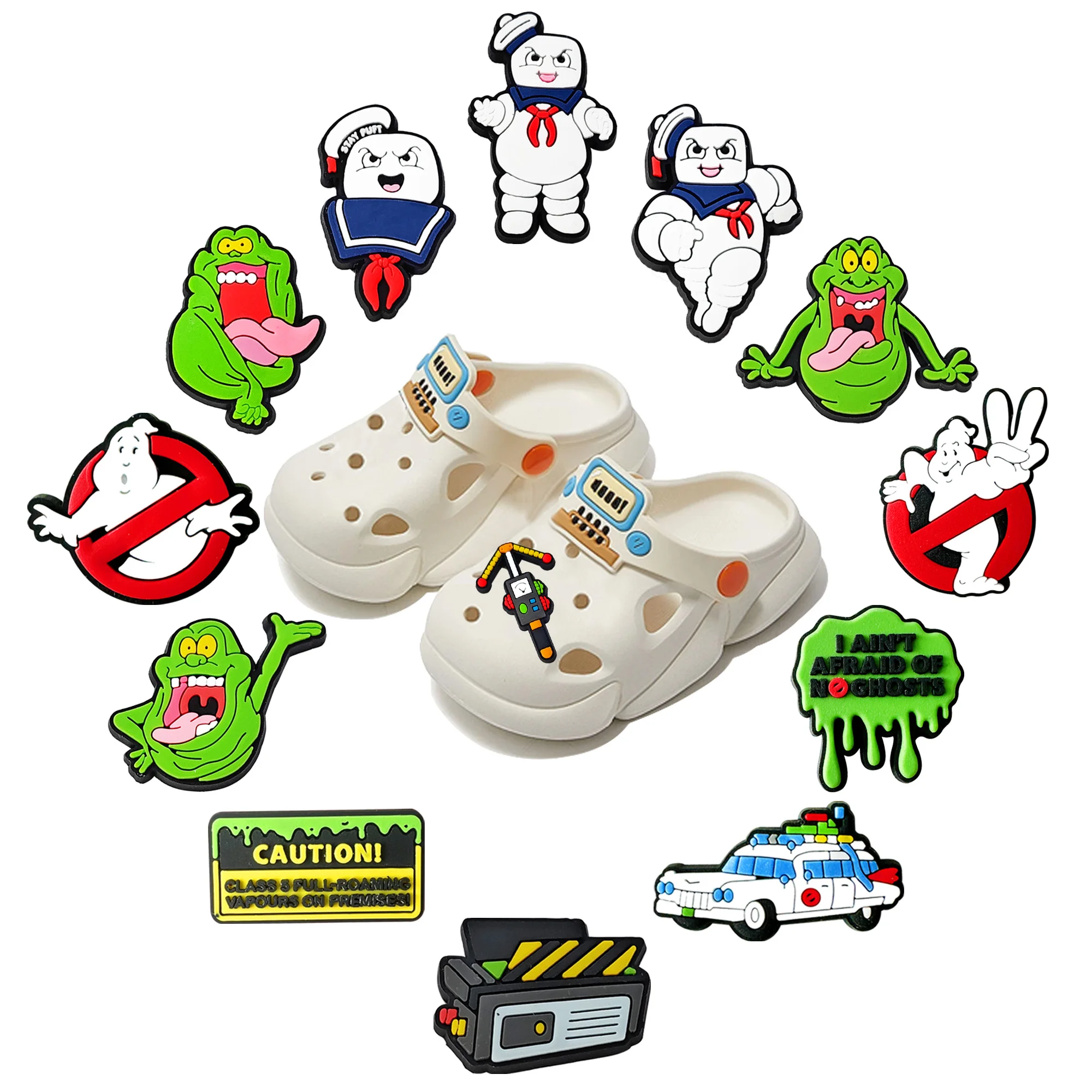 HOT Sale 1pcs Ghost Movie Cartoon series Shoe Charms Accessories Decorations PVC Buckle for Kids Party Xmas Gifts