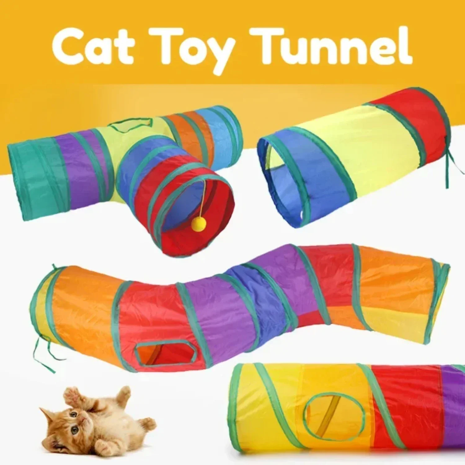 Foldable Cats Tunnel for Interactive Pet Training Fun - Kitty, Puppy, Kitten, and Rabbit Tube Toy to keep your pets entertained