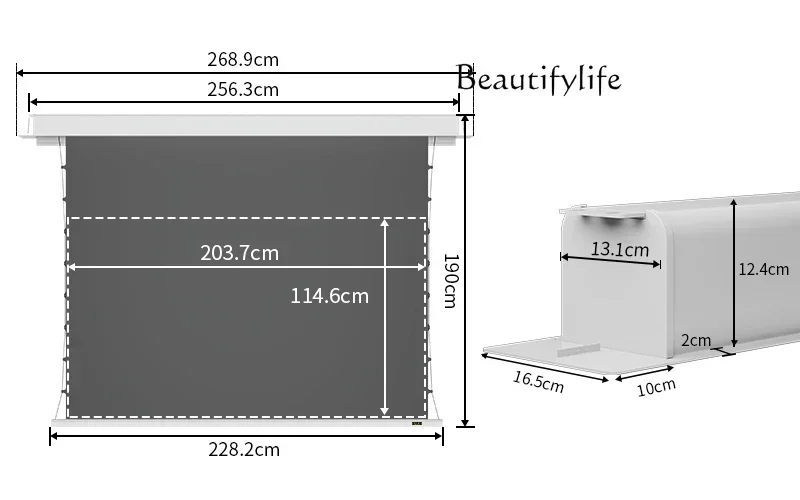 Embedded electric cable household automatic lifting projector curtain