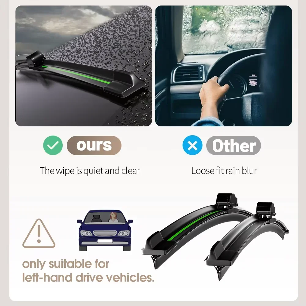 Front Wiper Blades Set For Peugeot 2008 P24 MK2 2019 - 2023 Windshield Windscreen Window Brushes 24'16' Silent Upgrade