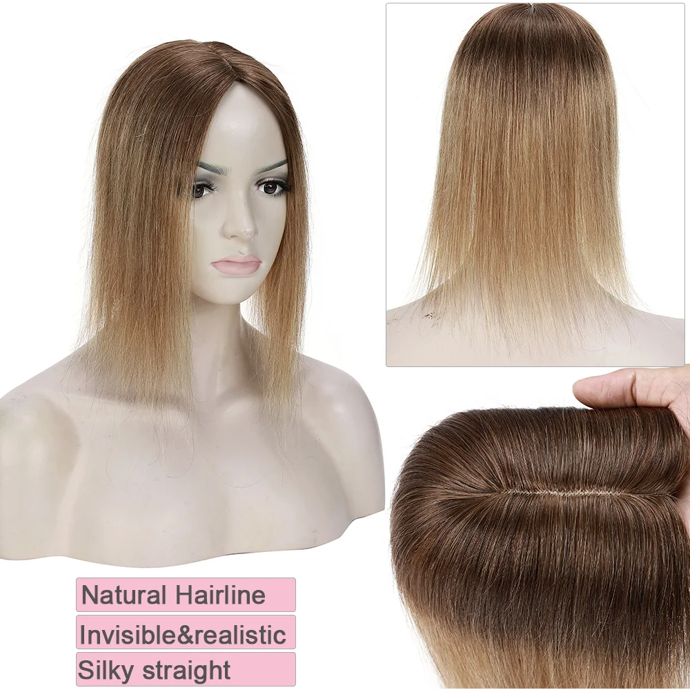 Sego 7x13cm Seiden basis Haar deckel für Frauen 100% Echthaar teile Perücken gerade Clips in Haar teilen hinzufügen Deckung volumen – Detail 7
