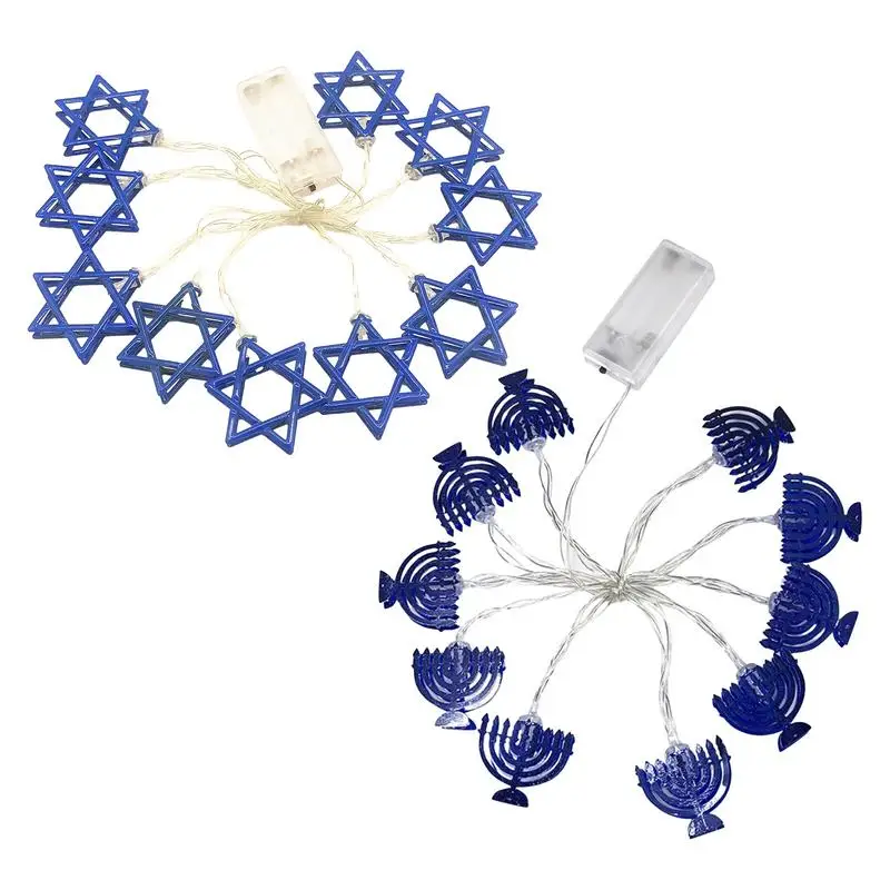 Judaism Mogen David Star Lights String Battery Operated Hanukkah LED Light For Christmas Holiday Party Wedding Xmas Decoration