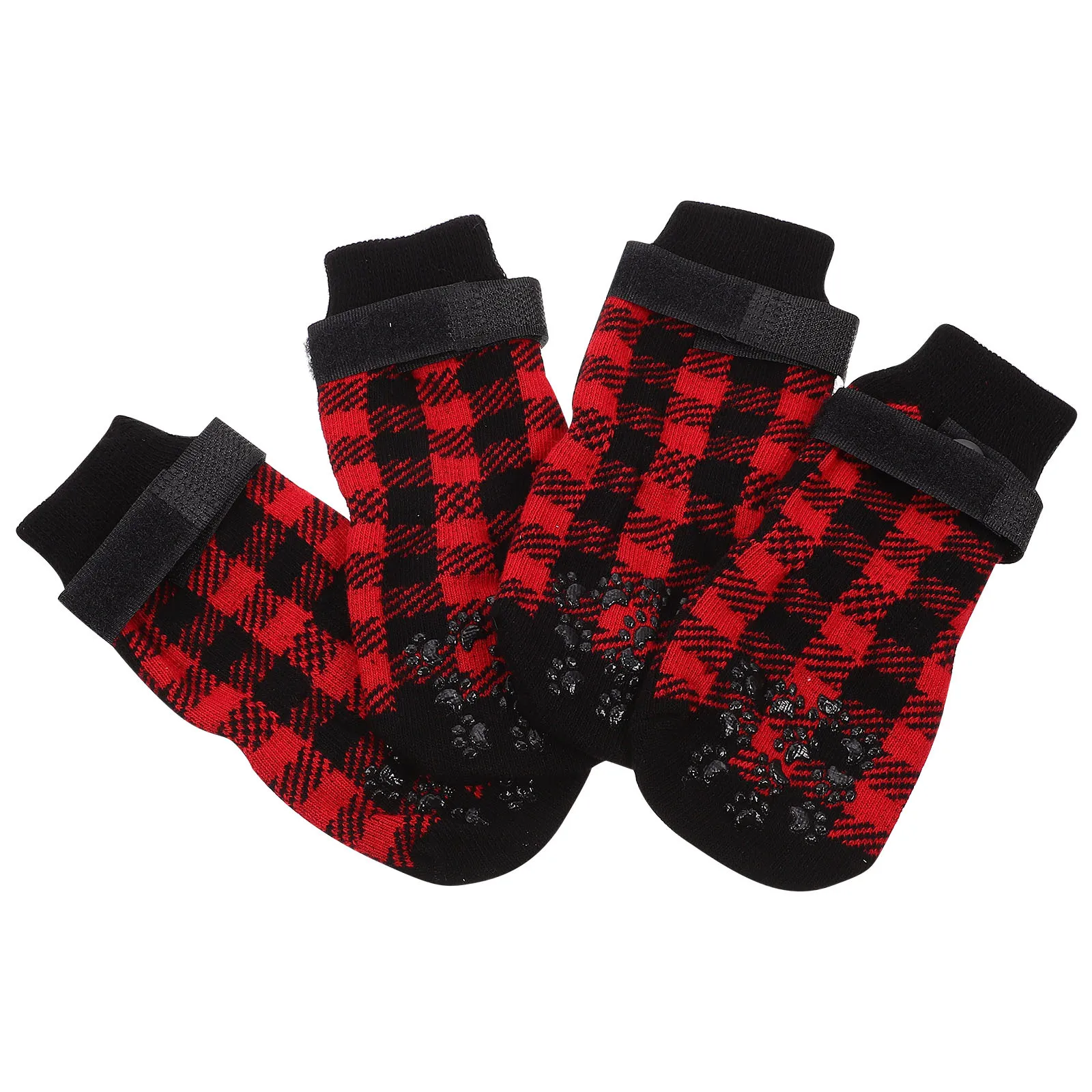 

4Pcs Pet Socks Anti-Slip Christmas Themed Warm Dog Footwear Protective Non-Slip Paw Socks Pet Paw Protectors Footwear for Dog
