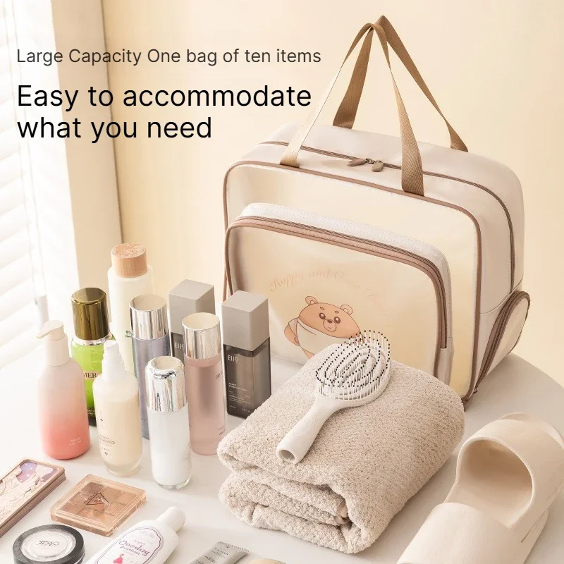 B Portable Travel Wash Bag Female Transparent Waterproof Makeup Storage Pouch Large Capacity Cosmetic Organizer Pu Material