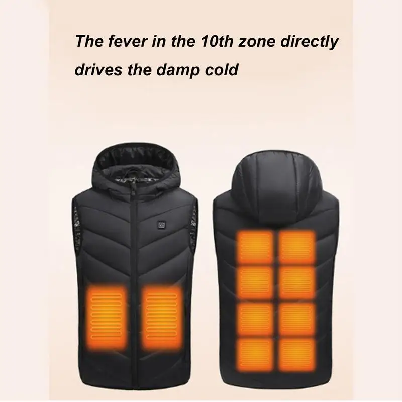 Kids Heated Jacket for winter 10-zone heating vest with hood Lightweight child usb Electric Heated Vest Body Warmer for winter