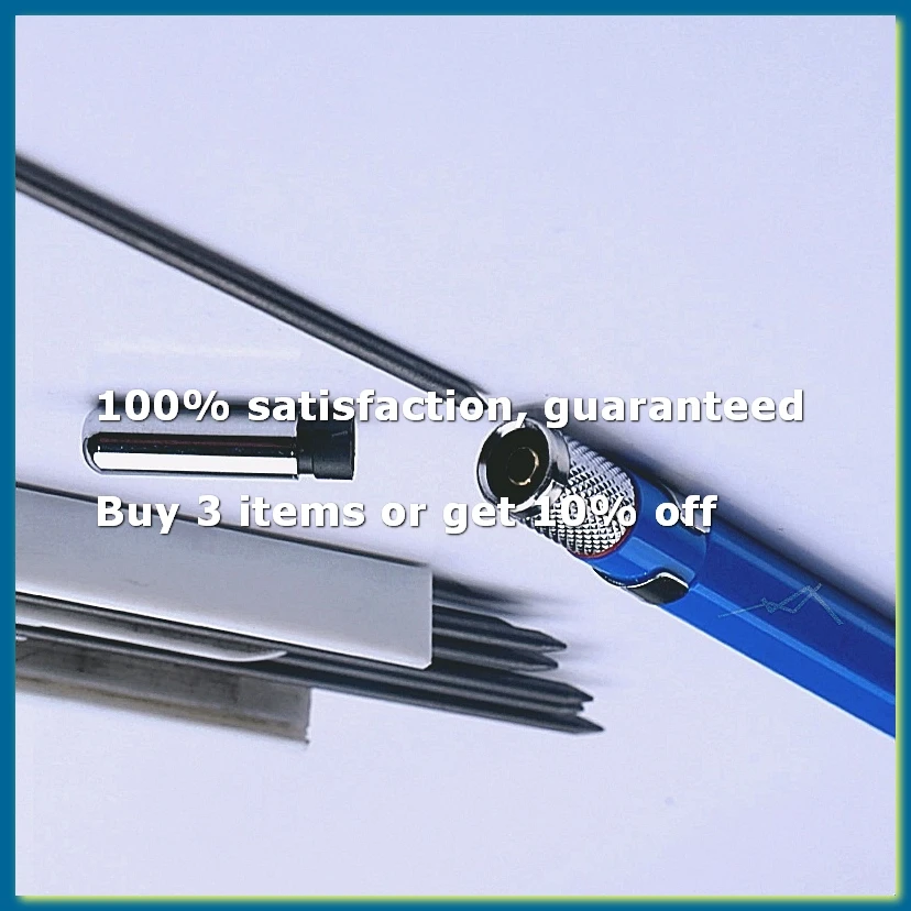 2.0mm Mechanical Pencil Lead Pencil for Draft Drawing Carpenter Crafting Art Sketching with 12 Pcs Refill - Black