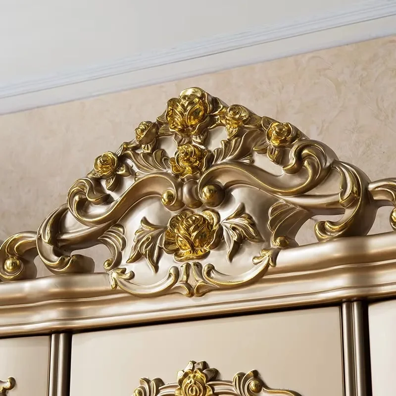 

Popular Product Antique Golden Classic Bedroom Furniture Set Storage Wardrobe, European French Style Bedroom Wardrobe Closet