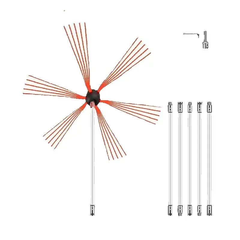 SucceBuy Kit de barrido de chimenea, varillas de nailon de 39 pulgadas y cabezal de cepillo, herramienta de limpieza de barrido para chimenea