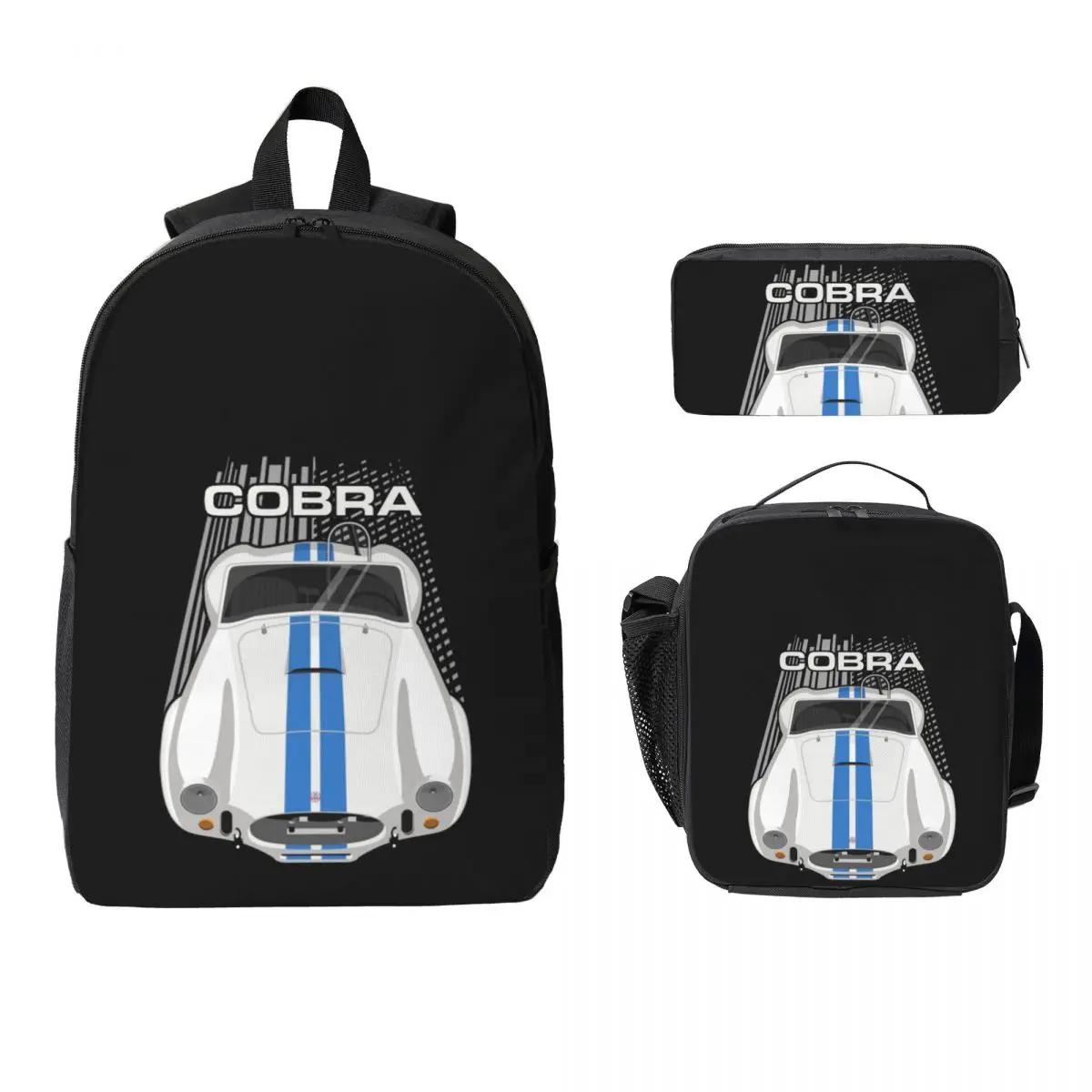 

Shelby AC Cobra 427 Backpack Student Boys Girls BookBag School Bag Computer Shoulder Bags 3ps Insulated Lunch Bag Pencil Case