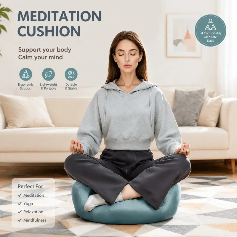 Ergonomic Meditation Cushion for Yoga and Zen Practice – Dense Foam Support for Long-Lasting Comfort