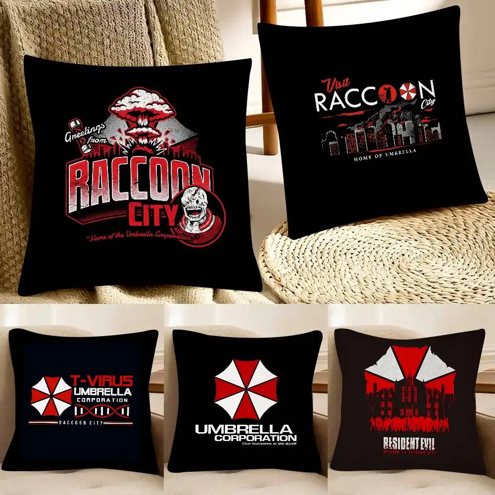 R-Resident Evil Game LOGO Pillow Case Fashion Square Pillowcase Bedroom Sofa Room Ins Decoration Leisure