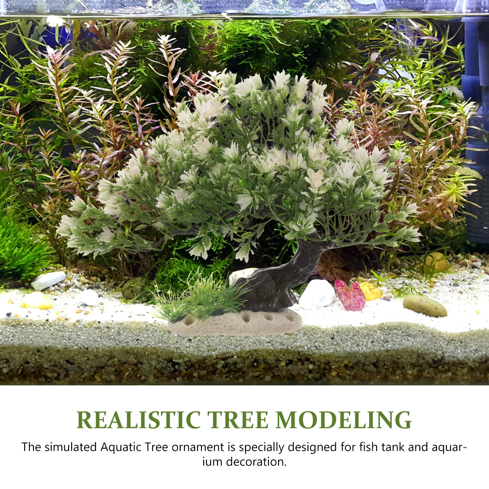 

Plastic Bonsai Fake Aquarium Plants Decorations Large Fish Tank Plant Fish Tank LMC29 White Green Leaves Large Tall