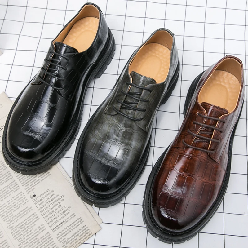 

Classic Brogues Shoes Men Oxford Business Party Leather Shoes For Men Social Men's Dress Platform Formal Wedding Shoes Man