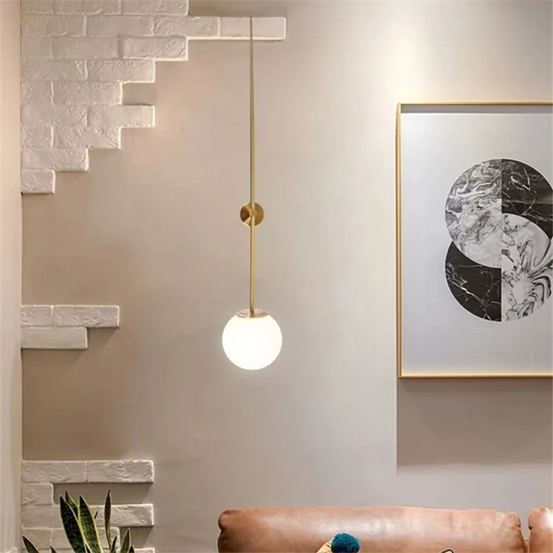 Minimalist Mobile Wall Lamp beside LED line Light Gold/black living room Hallway Sconces living room Bedroom Bedside Aisle light