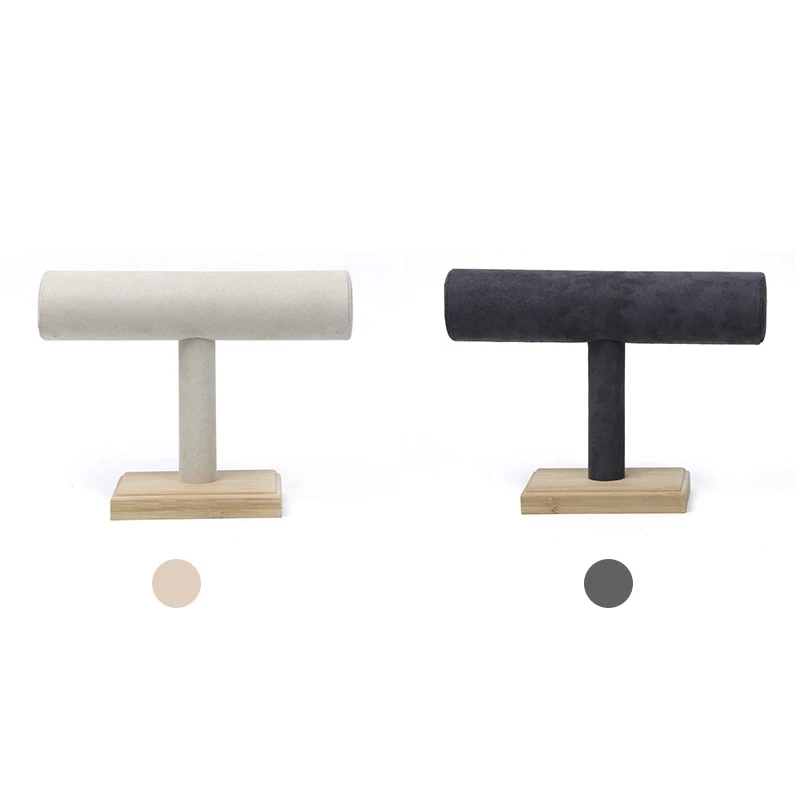 

T-Shaped Wooden Base Necklace Bracelet Jewelry Display Rack Watch Jewelry Storage Rack Display Prop Jewelry Rack Dark Gray