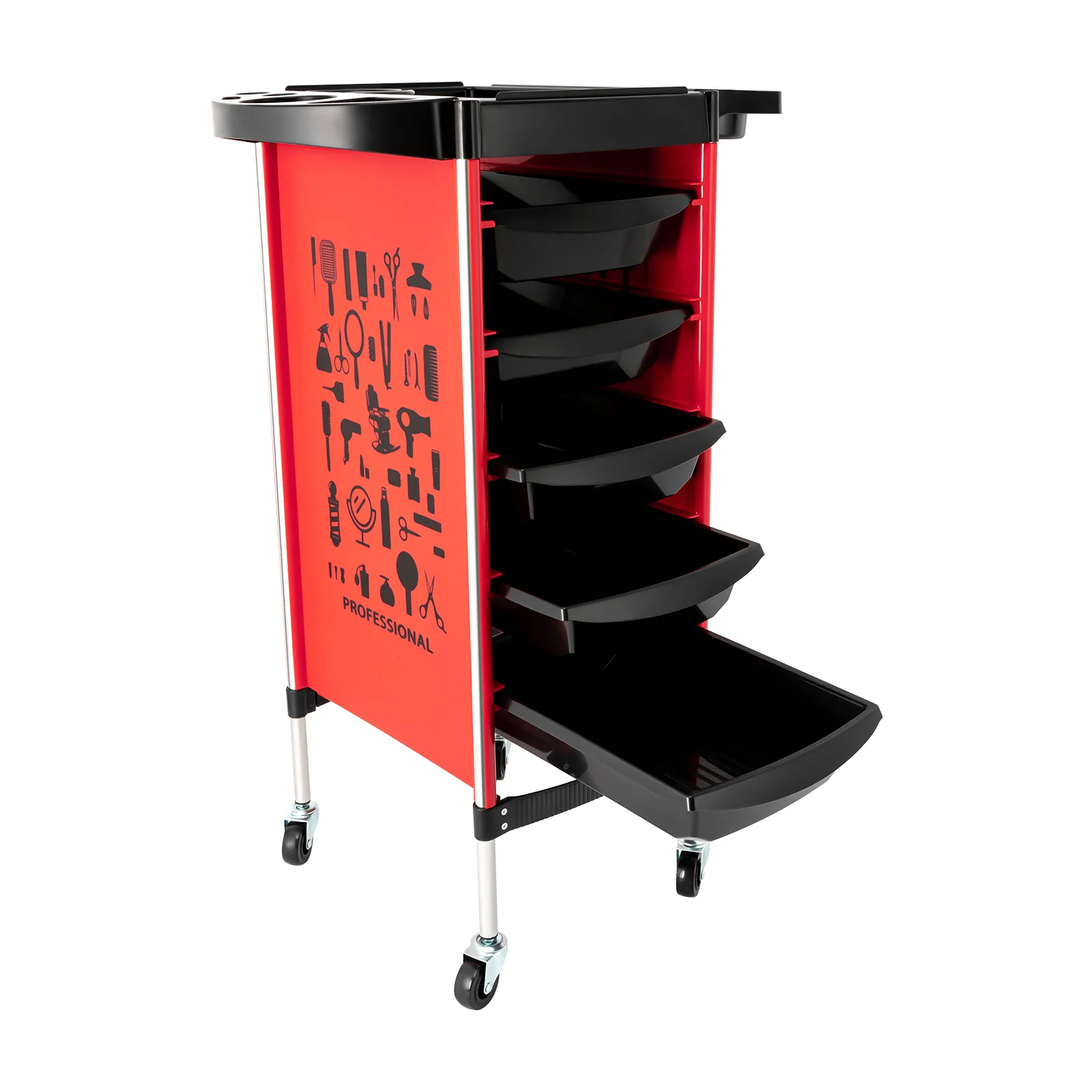 CNCEST 5 Drawers Salon Trolley with Universal Wheel Multifunctional Hairdressing Trolley Hair Dresser Tools Storage