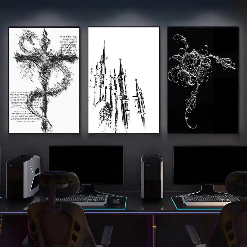 Cyber Sigilism futuristic tattoo Poster Modern Aesthetic Canvas Wall Art Poster Cool Room Stuff Bedroom Decor