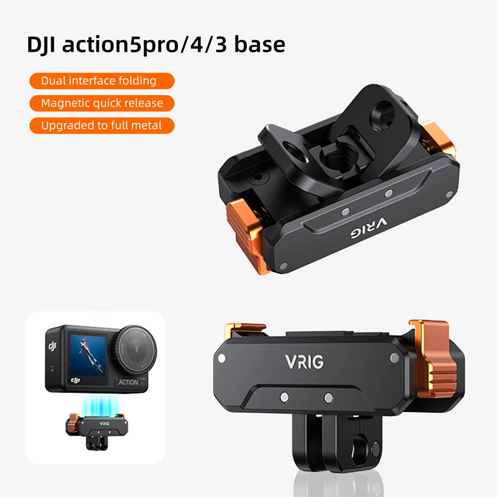 

VRIG Magnetic Quick Release Mount for DJI OSMO Action 5 Pro/4/3 Adapter with 1/4" Goro Mount for Goro 12 DJI Action Accessories