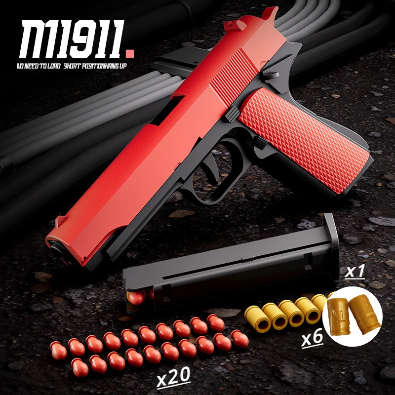 M1911 Colt Toy Gun Pistol Soft Bullet Shell Ejected Blaster Manual Airsoft Air Gun Launcher For Children Adults Shooting Games