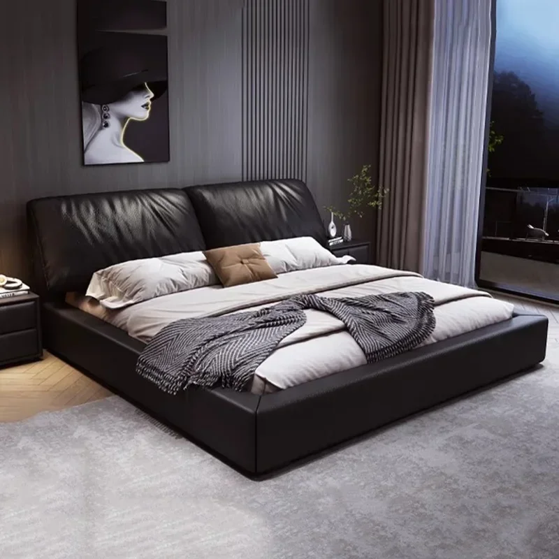 Modern Multifunctional Wood Black Queen Bed for Bedroom Non-Slip Feet Adjustable Feet Versatile Use Anti-Tip Design