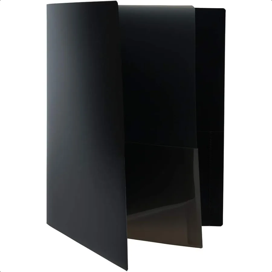 

Heavy Duty Plastic Multi Pocket Folders 4 Pocket Organizer Black 2 Pack