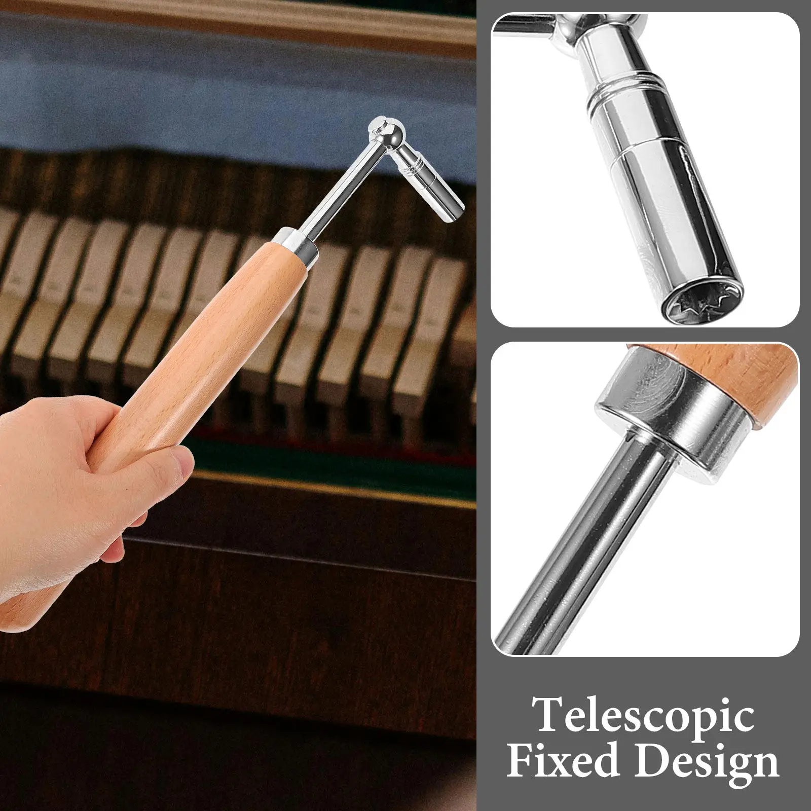 

Wood Handle Steel Piano Wrench Fine Rod High Efficient Piano Tone Tuning Tool Professional Instrument Spanner Instrument Wrench