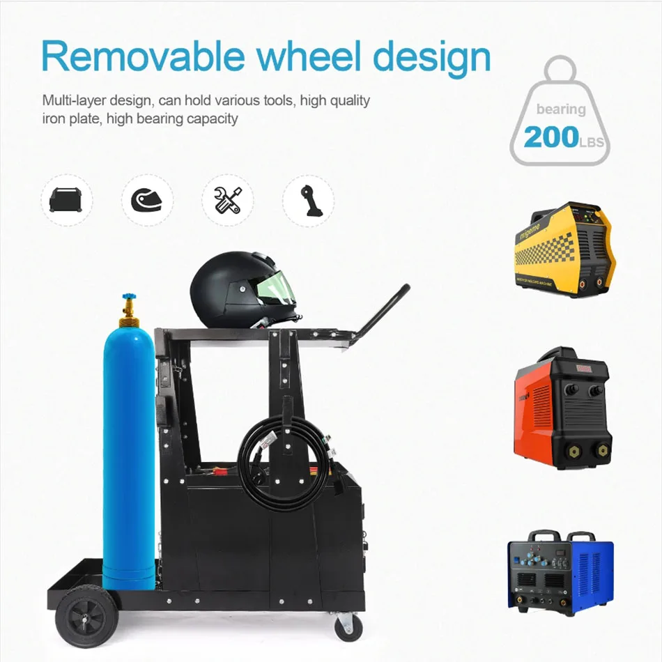 Welder Welding Cart with Wheels & Tank Storage Heavy Duty Tanks Profession Heavy Duty Welder Cart with 360° Swivel Wheels