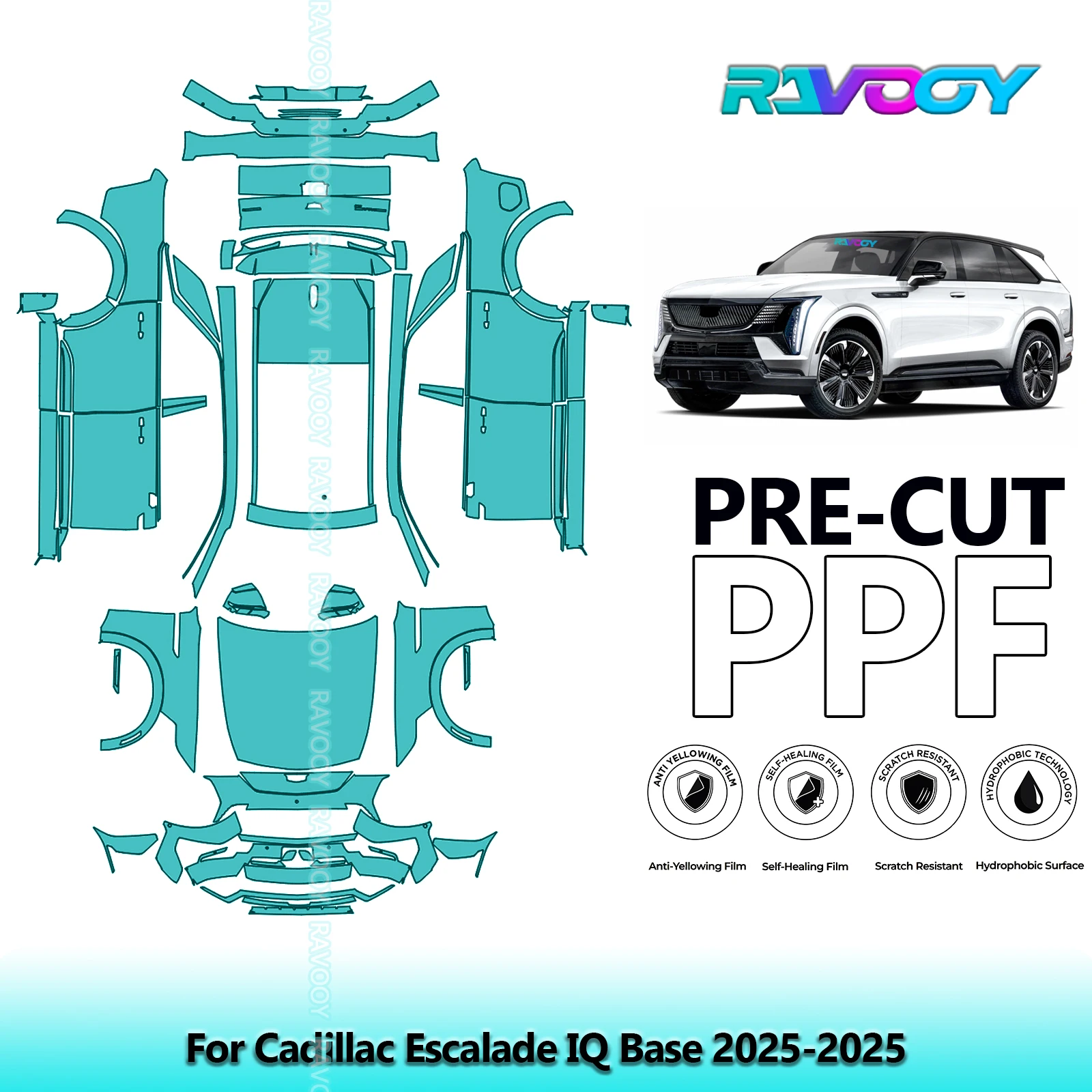 RAVOOY 8.5Mil Custom-Fit Precut TPU PPF Full Vehicle Clear Bra Stone Guard EU UK For Cadillac Escalade IQ Base 2025-2026